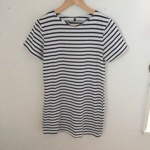 Black and White Striped T-Shirt Dress